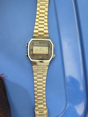 Casio Digital Bracelet Watch with Black Dial Accents